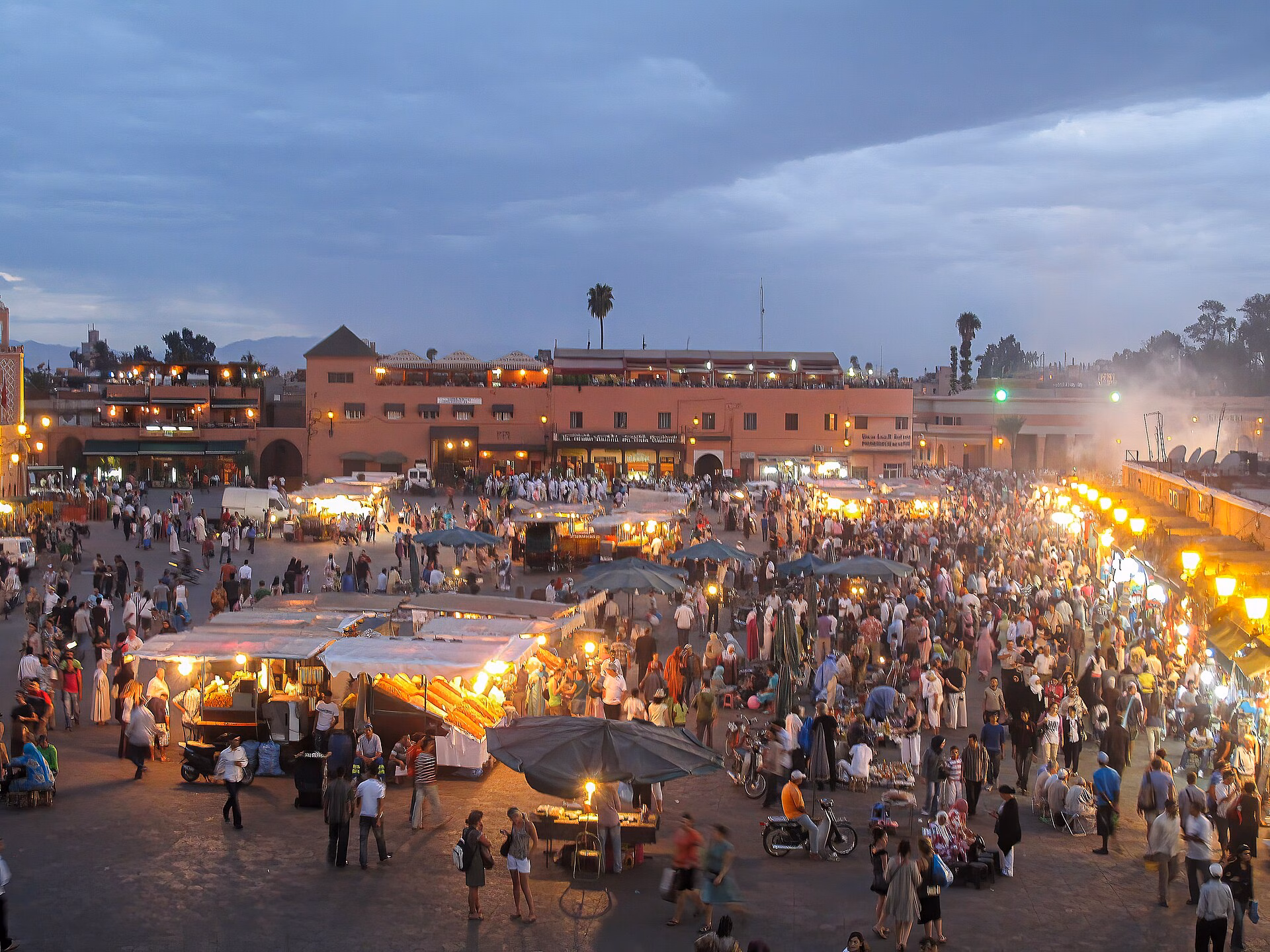 Evening market on Jemaa el-Fna square in Marrakech